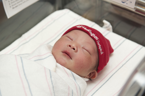 Babies born this month at Huntington Memorial Hospital in Pasadena, Calif., are wearing red caps – instead of the traditional pink or blue – in celebration of the 10th anniversary of the American Heart Association’s Go Red For Women movement. (Photo: Business Wire)