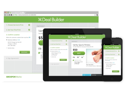 Groupon is expanding the number of ways that it works with merchants by launching Deal Builder, a convenient, 24/7 self-service option for local businesses to build their own Groupon deal.(Photo: Business Wire)