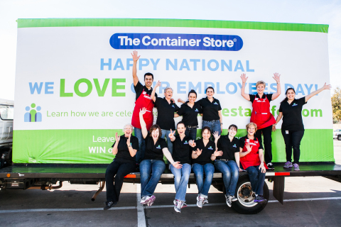 Employees at The Container Store's Fort Worth store celebrated the announcement of the retailer's Employee First Fund in front of a Mobile Billboard.  The Billboard traveled to all of the retailer's store locations in the Dallas-Fort Worth Metroplex today as well as the Home Office in Coppell. (Photo: Business Wire)