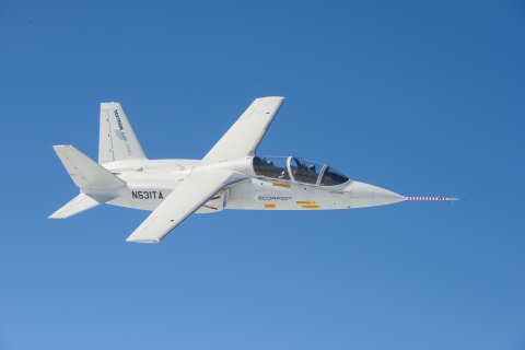 Textron AirLand's Scorpion jet in test flight over Wichita, Kansas on February 13, 2014. (Photo: Business Wire)