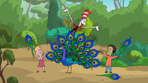 PBS KIDS has announced a week of new adventures with the Cat in the Hat to celebrate Dr. Seuss' birthday. "Dr. Seuss' Birthday Cat-ebration" kicks off on Monday, March 3, with the debut of a one-hour THE CAT IN THE HAT KNOWS A LOT ABOUT THAT! special. (Image Credit: Series copyright 2010, CITH Productions, Inc. and Red Hat Animation, Limited. Underlying characters copyright 1957, 1985 Dr. Seuss Enterprises, L.P.)