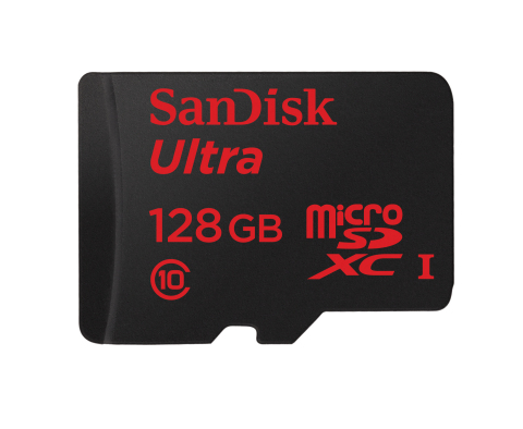 The 128GB SanDisk Ultra microSDXC memory card enables consumers to use their phones and tablets as if storage limitations were never a concern, allowing users to capture thousands of songs and photos, and hours of video on a single, removable card. (Photo: Business Wire)