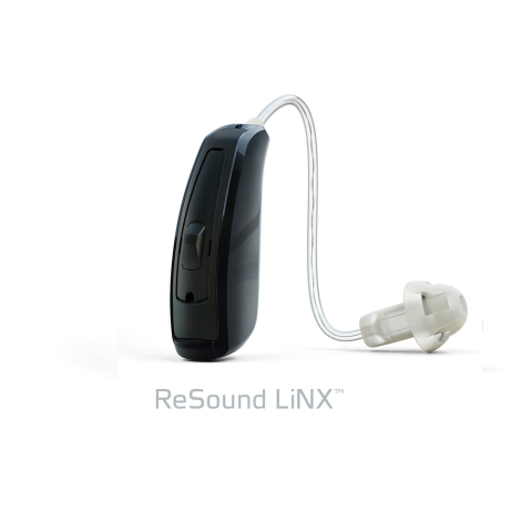 ReSound LiNX is a Made for iPhone hearing aid that offers direct streaming of sound from iPhone, iPad and iPod touch, allowing wearers to utilize their hearing aids to talk on the phone and listen to music in high-quality stereo sound without the need for an additional remote control, accessory or pendant. (Photo: Business Wire)