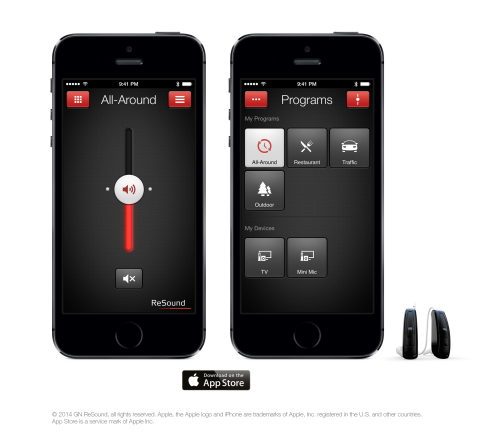 The ReSound Smart App allows users ReSound LiNX wearers to adjust volume levels and other settings, and use geo-tagging to assign and adjust to the acoustics of frequently visited places like home, work, favorite restaurants and more. ReSound Smart™ also features a ‘Find My Hearing Aid’ function to help users pinpoint their hearing aids if misplaced. (Photo: Business Wire)