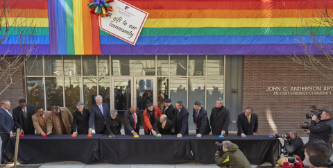 Project planners and public officials celebrate the official opening of the John C. Anderson Apartments, one of the nation's first LGBT-friendly low-income senior housing developments, located in the heart of Philadelphia's Gayborhood. (Photo: Business Wire)