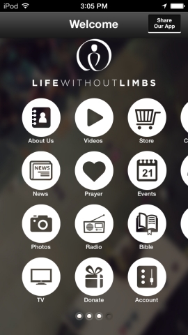 The Life Without Limbs ministry has launched a free, innovative mobile application now available for download from iTunes and Google Play to use on a variety of Apple and Android mobile devices. (Photo: Business Wire)