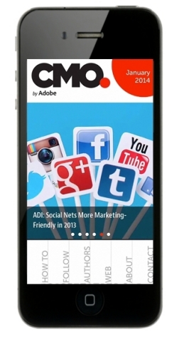 CMO.com by Adobe--a website offering news, expertise and insights for senior marketing executives--is using Adobe Digital Publishing Suite and Adobe Experience Manager to develop special editions of its content for tablets and smartphones, extending the reach of its content to a wider audience. (Photo: Business Wire)