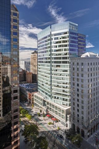 KBS REIT III has closed in the $170.5 million purchase of 222 Main, a Class-A LEED Gold certified office tower in Salt Lake City. It was 85-percent leased at the time of purchase. (Graphic: Business Wire)