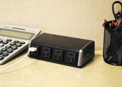 The Wiremold(R) Desktop Power Center by Legrand is a convenient solution to provide power and USB charging at the work surface. It offers 3 power outlets and 2 USB charging ports and is easy to install. (Photo: Business Wire)