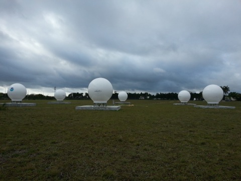 The six NOAA MEOLUT antennas in Miami Florida (Photo: Business Wire)