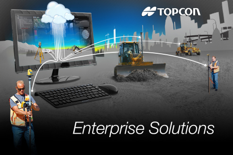 Topcon Enterprise Solutions offers constant communication, data sharing, scheduling, updating, supporting, and accurate productivity data in real-time—no matter where the job or the office is located. (Graphic: Business Wire)