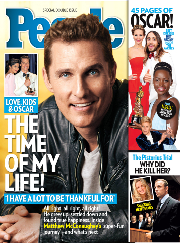 Time Inc.'s 'PEOPLE' Leads in Print & Digital with Outstanding Oscar Performance. PEOPLE's Biggest Oscar Issue in 10 Years Contains More Than 100 Ad Pages; Special Double Issue Hits Newsstands on Friday, March 7. PEOPLE Digital Hits Record-Breaking Oscar Night: Up +50 Percent In Unique Visitors Year-Over-Year (Graphic: Business Wire)