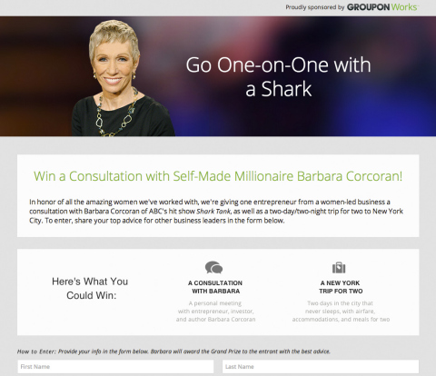 Groupon partners with business expert and TV personality Barbara Corcoran to celebrate women-led businesses across America. (Graphic: Business Wire)