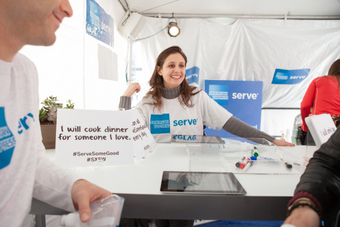 American Express asks SXSW community to help build awareness for financial exclusion while raising funds for United Way through its #ServeSomeGood campaign. (Photo: Business Wire)