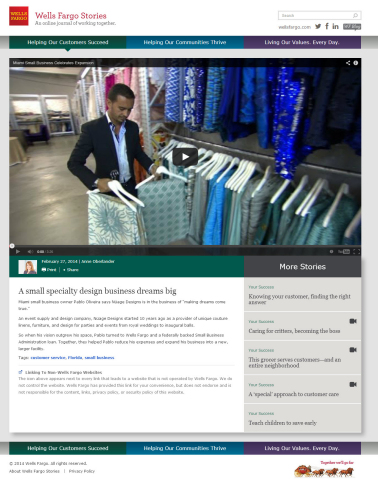 Wells Fargo Stories: A small event supply and design company in Miami was able to expand with guidance from Wells Fargo. (Graphic: Business Wire)