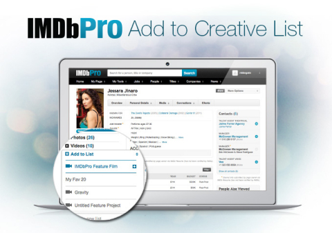 "With these new casting features, there's the potential to really discover new actors from IMDbPro. These tools will change list-making forever." -- MAD MEN's Casting Director, Carrie Audino (Graphic: Business Wire)

