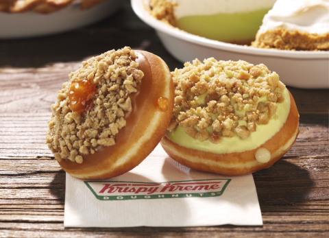 Krispy Kreme Pie Doughnuts capture the warmth, aroma, taste, and nostalgic goodness of two classic pie flavors. Krispy Kreme Key Lime Pie and new Caramel Dutch Apple Pie Doughnuts are available now through May 18 at participating Krispy Kreme US and Canadian locations. (Photo: Business Wire)