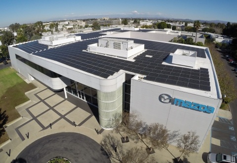 Mitsubishi Electric solar modules cover Mazda's US R&D Center. The 317 kW installation is in Irvine, Calif. (Photo: Mitsubishi Electric US, Inc.)