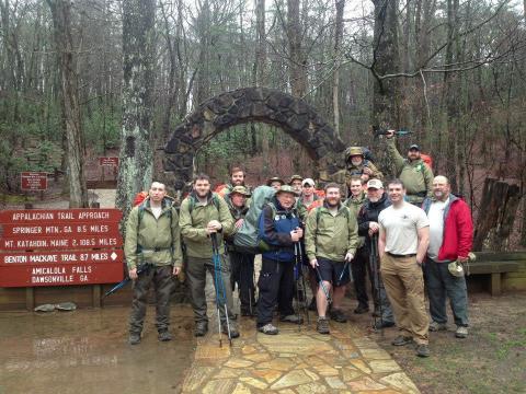 Warrior Hike - Starting the Appalachian Trail at Amicalola Falls. (Photo: Business Wire)