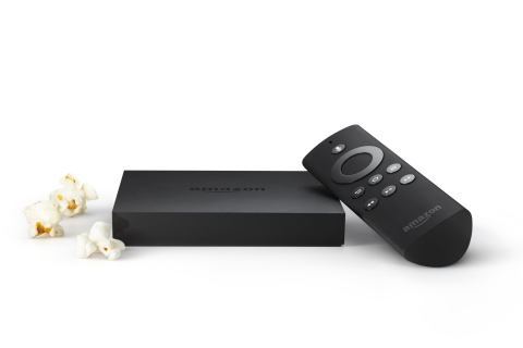 Amazon Fire TV is a tiny box that plugs into your HDTV for easy and instant access to Netflix, Prime Instant Video, Hulu Plus, WatchESPN, SHOWTIME, low-cost video rentals, and much more. (Photo: Business Wire)