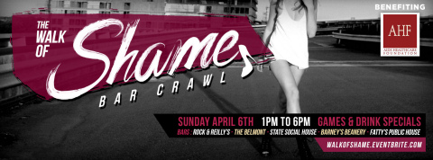 West Hollywood Walk of Shame bar crawl and scavenger hunt on Sunday, April 6 benefits AIDS Healthcare Foundation (Graphic: Business Wire)