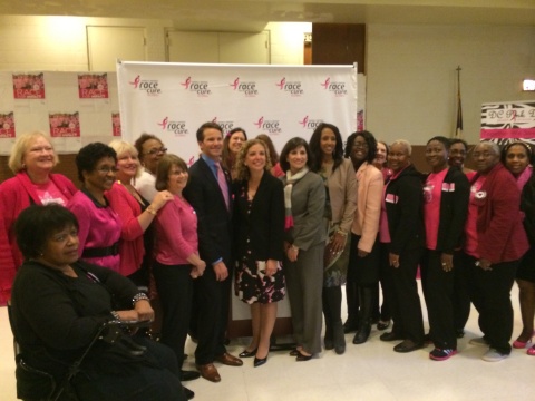 Komen President and CEO Dr. Judith Salerno joined Congressman Aaron Schock, Congresswoman Debbie Wasserman Schultz, breast cancer advocate Malaak Compton-Rock and local D.C. area grantees The DC Pink Divas to kick off the upcoming Susan G. Komen Global Race for the Cure on May 10. (Photo: Business Wire)