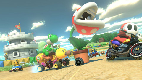 In Mario Kart 8, the Piranha Plant attaches to the front of the player's kart and chomps at other characters, banana peels on the track or even shells thrown by other characters. (Graphic: Business Wire)