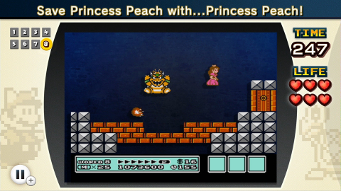 Princess Peach, not Mario, attempts to foil Bowser in this NES Remix 2 twist. (Photo: Business Wire)