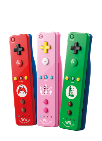 The new Peach Pink Wii Remote Plus will start appearing in stores in late April at a suggested retail price of $39.99. It joins other controllers themed to Nintendo characters, including the red Mario and green Luigi controllers. (Photo: Business Wire)