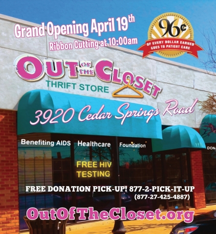 AHF introduces the first Out of the Closet Thrift Store in the state of Texas, opening this weekend in Dallas! (Graphic: Business Wire)