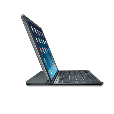 The new Logitech Ultrathin for iPad Air, iPad mini and iPad mini with Retina display improves the flexibility and design of its award-winning predecessor with an even thinner and lighter keyboard cover, and a new multi-angle slot that adds the freedom to adjust the viewing angle. (Photo: Business Wire)