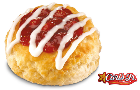 Carl’s Jr.’s new Made from Scratch Strawberry Biscuit, featuring sliced, seasonal strawberries in strawberry syrup served on top of a warm, freshly baked Made from Scratch Buttermilk Biscuit and drizzled with white icing. (Photo: Business Wire)