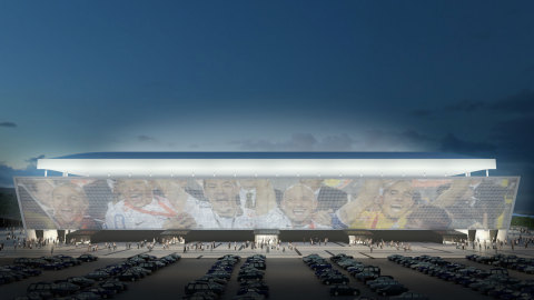 Arena Corinthians' East façade incorporates AGC's CLEARVISION (Credit: Coutinho, Diegues, Cordeiro/DDG)