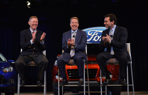 Ford announces that Alan Mulally is retiring on July 1, and that Mark Fields is named company President and CEO. The Long-planned, seamless CEO transition underscores strength of Ford's leadership team and succession planning process, Executive Chairman Bill Ford says. (Photo: Business Wire) 
