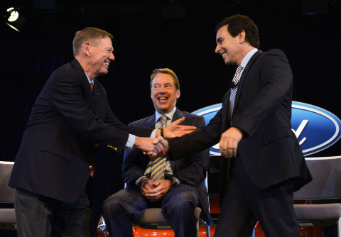 Ford Motor Company Executive Chairman Bill Ford announced today that Alan Mulally has decided to retire from the company July 1 and Mark Fields will be named Ford president and chief executive officer and elected as a member of the company's board of directors. (Photo: Business Wire)
