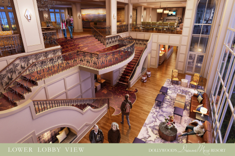 A glimpse into the three-floor lobby of Dollywood's DreamMore Resort. (Photo: Business Wire)