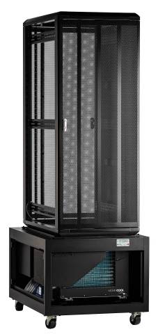 The new Uptime Racks Modular Rack Cooling System 13, manufactured by Computer Room Uptime, is an air-conditioned server cabinet powered by a MovinCool CM12 air conditioner in the system's base. (Photo: Business Wire)