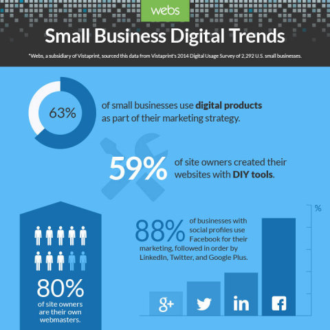 Survey shows small businesses increasingly adopting DIY websites and Facebook for marketing (Graphic: Business Wire)