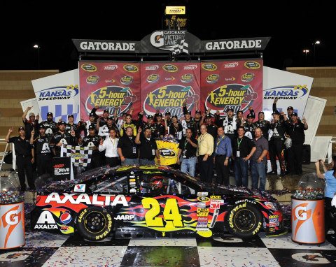 Axalta's Brilliant Flames No. 24 Chevrolet SS in Victory Lane at Kansas Speedway. (Photo: Business Wire)

