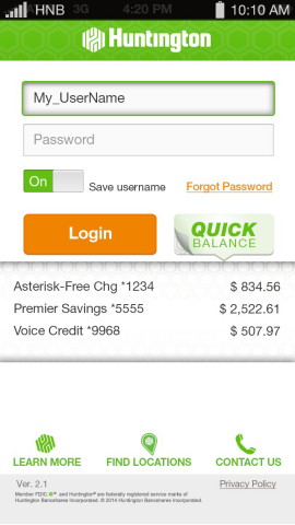 Huntington customers can check their account balances in a jiff using the bank’s new Quick Balance mobile app. (Graphic: Business Wire)