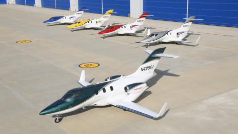 The first production HondaJet is in final assembly at Honda Aircraft Company's world headquarters in Greensboro, N.C. The aircraft features a new paint scheme in a deep pearl green with a gold stripe. HondaJet customers can choose from five signature exterior color options in silver, red, yellow, blue and green.