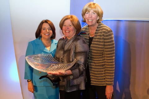Melissa Langa (center), of the Boston law firm of Bove & Langa, was named 2014 Estate Planner of the Year by the Boston Estate Planning Council (BEPC) and presented with the award by Judith Saxe, BEPC president (right) and Deirdre Prescott, incoming president during the Annual Gala held May 22. (Photo: Business Wire)