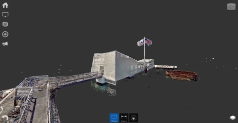 A point cloud of the USS Arizona Memorial displayed in Autodesk ReCap software (Photo: Business Wire)