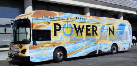 The First 40-foot, Zero-Emissions, Battery-Electric, Rapid Transit Bus -- The BYD electric bus (the one pictured was American-made in BYD's Lancaster, CA factory) (Photo: Business Wire)