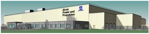 Leading aerospace manufacturer Alcoa today celebrated the start of construction of its state-of-the-art, $100 million aerospace expansion (rendering shown here) in La Porte, Indiana. (Graphic: Business Wire)
