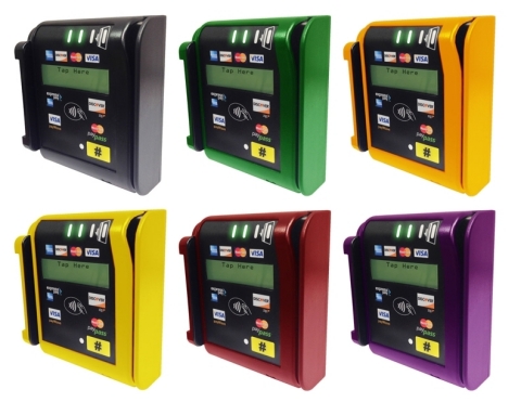 The oti Trio Three-in-One reader can be purchased and installed using a modular approach, allowing vending machine operators a variety of configuration options. It is available in multiple colors. (Photo: Business Wire)