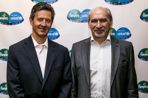 Matthew Price (Vice President, Babycare, Procter & Gamble) and Gerard Bocquenet (Director of Private Fundraising & Partnerships, UNICEF) at the announcement of the Pampers-UNICEF Life-Saving Journey: A roadmap for a ground-breaking public-private partnership (Photo: Business Wire)