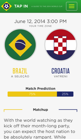 A killer, user-friendly World Cup App that's easy to use for every match and ideal for both casual and dedicated fans in the global football community. (Graphic: Business Wire)