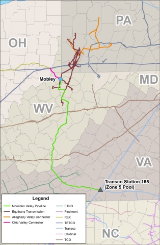 Mountain Valley Pipeline Project Map (Graphic: Business Wire)