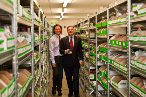 Andrew Strath, the Group Managing Director of Dun-Bri Group, with the Shadow Chancellor, Ed Balls MP during his visit to Dun-Bri Yorkshire (Photo: Business Wire)